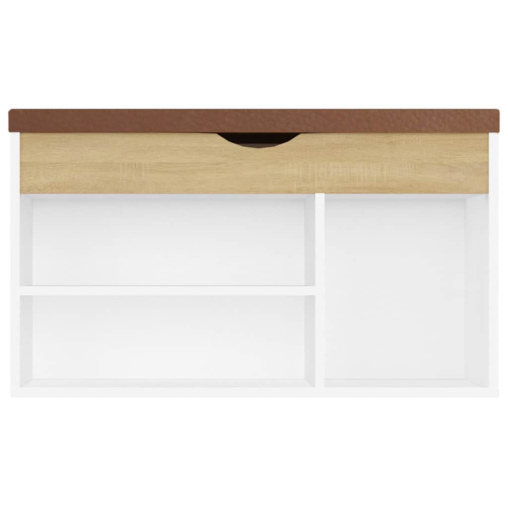 Panca Scarpe Cuscino Bianco Rovere Sonoma 80x30x47 Multistrato