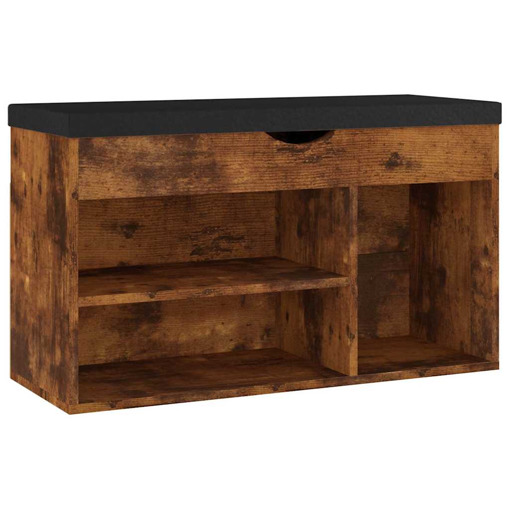 Panca Porta Scarpe Cuscino Rovere Fumo 80x30x47cm Multistrato