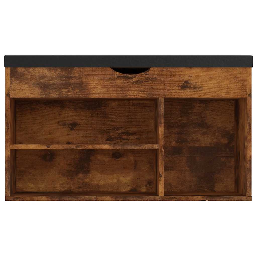 Panca Porta Scarpe Cuscino Rovere Fumo 80x30x47cm Multistrato