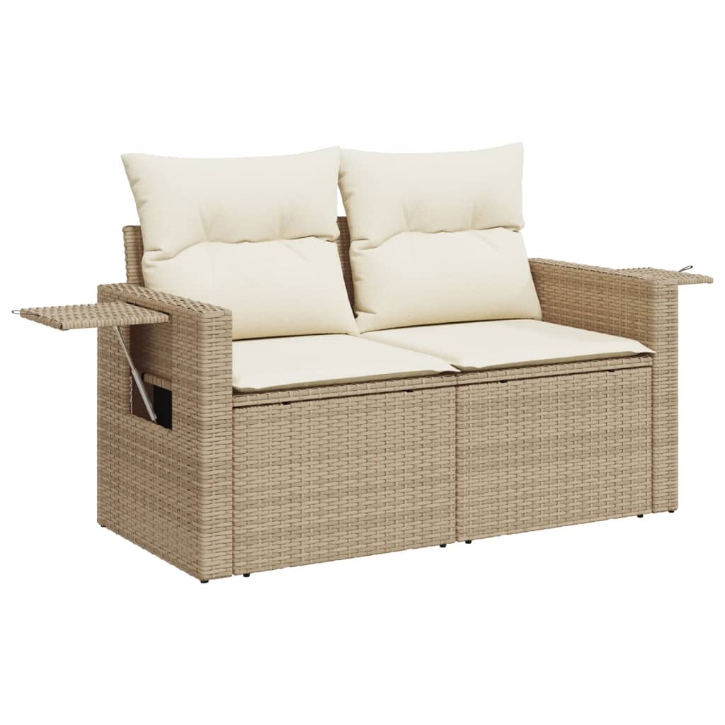 Set Divano da Giardino 5 pz con Cuscini Beige in Polyrattan