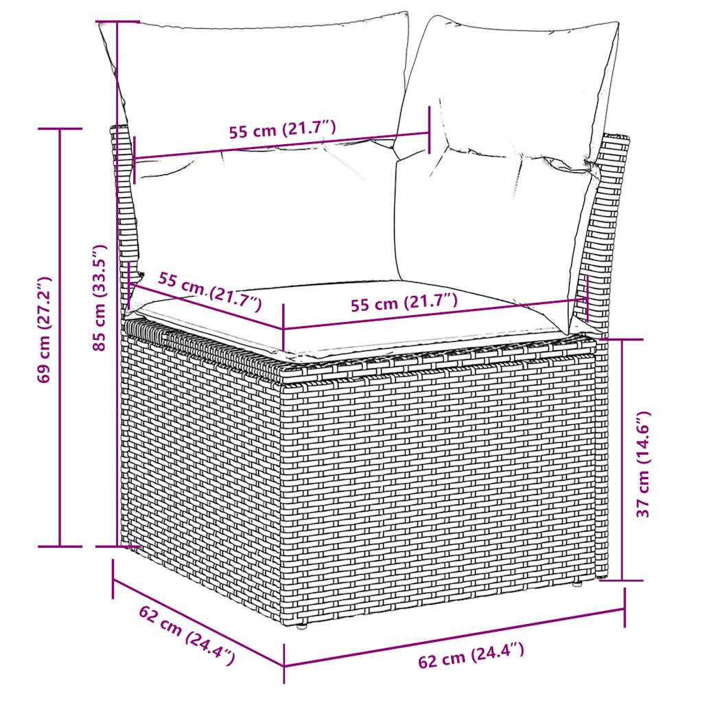 Set Divani da Giardino 5 pz con Cuscini in Polyrattan Nero