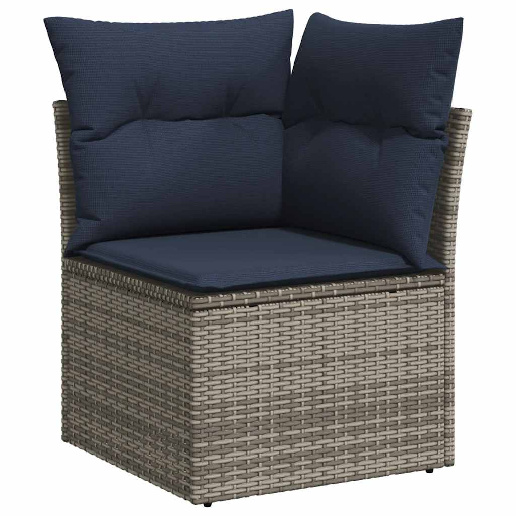 Set Divani da Giardino 5 pz con Cuscini Grigio in Polyrattan
