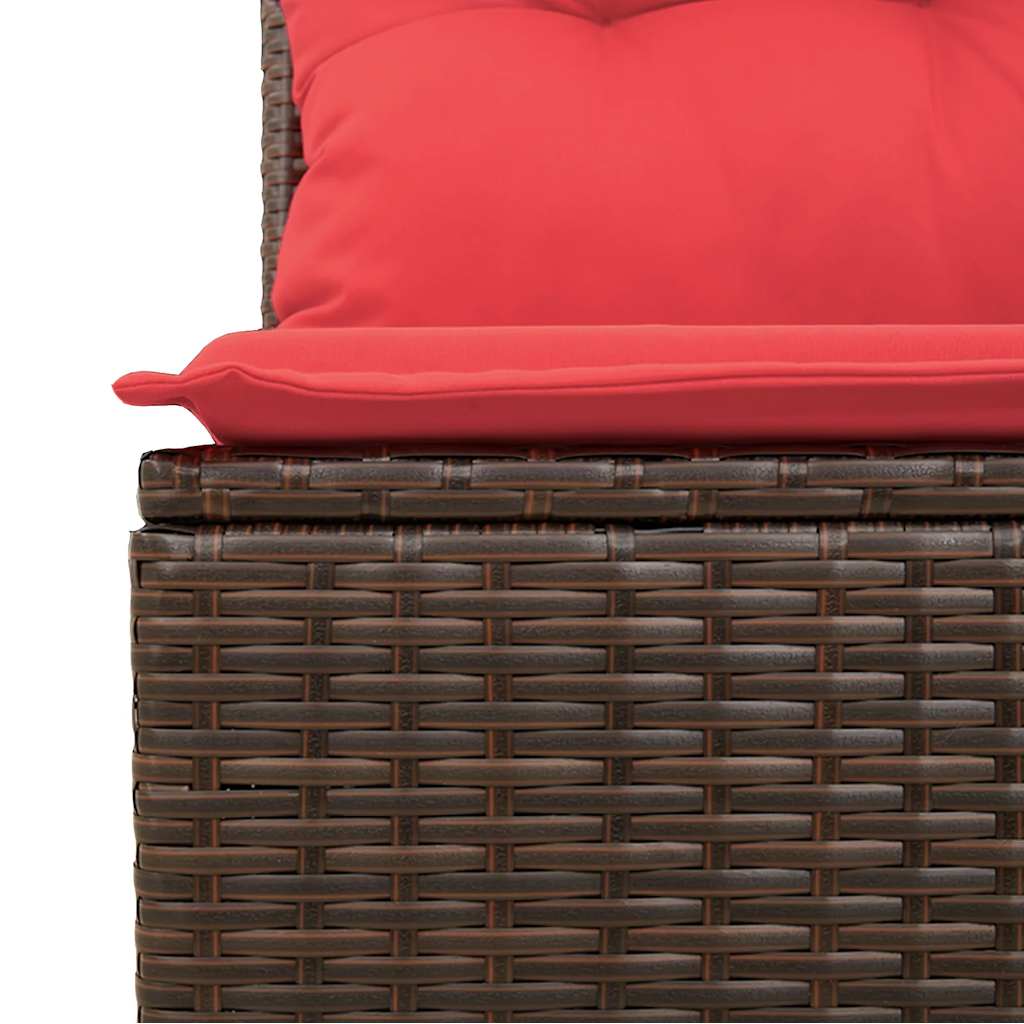 Set Divani da Giardino 5 pz con Cuscini Marrone in Polyrattan