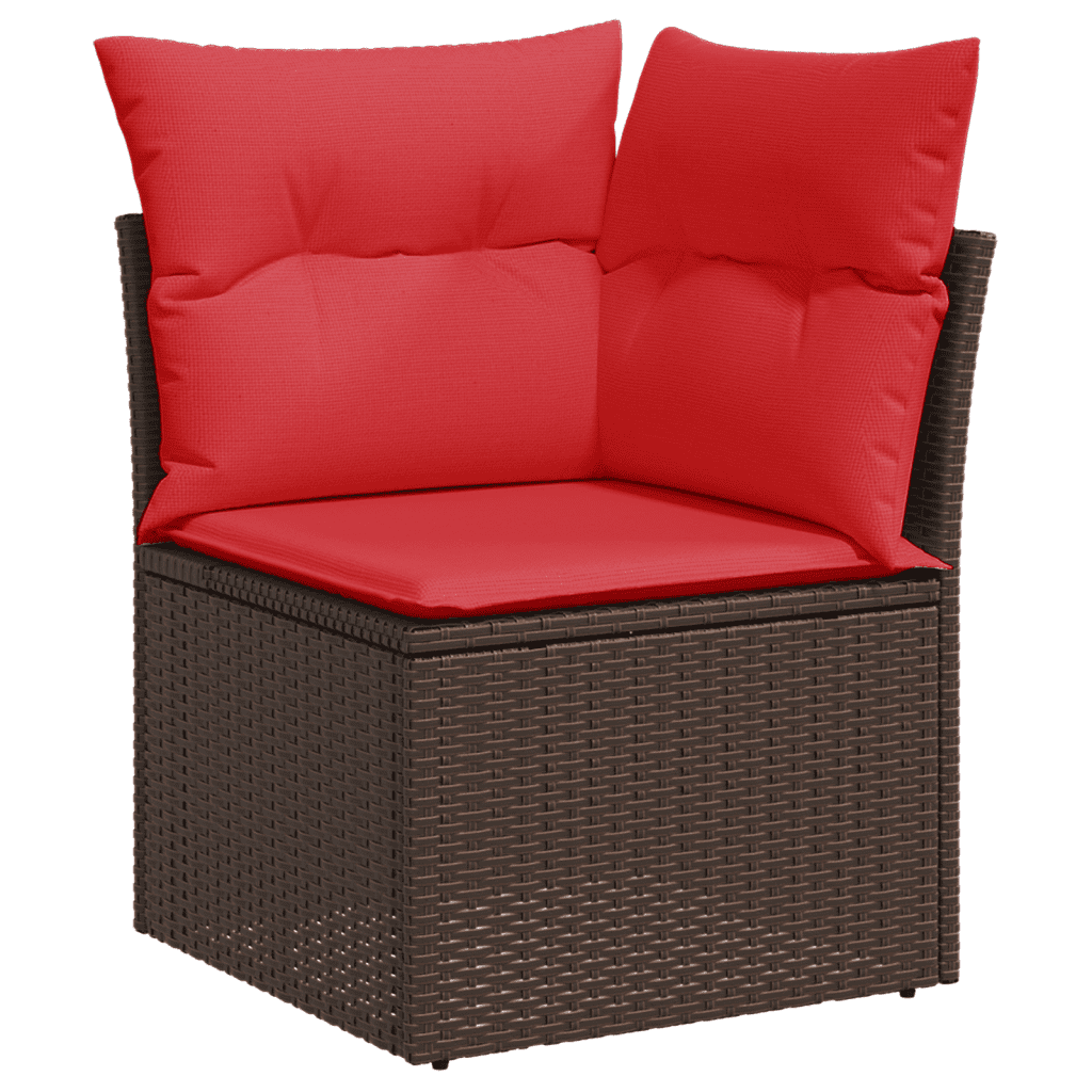 Set Divani da Giardino 5 pz con Cuscini Marrone in Polyrattan