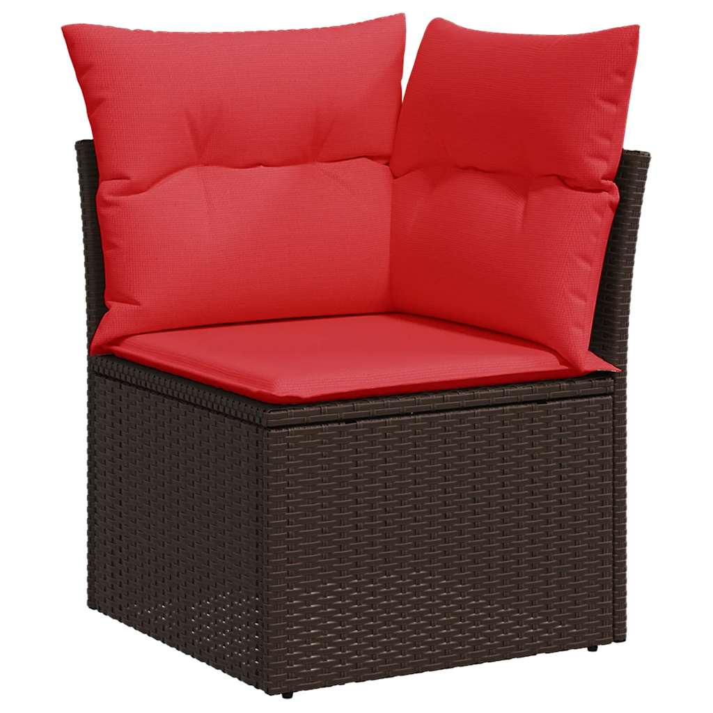 Set Divani da Giardino 5 pz con Cuscini Marrone in Polyrattan