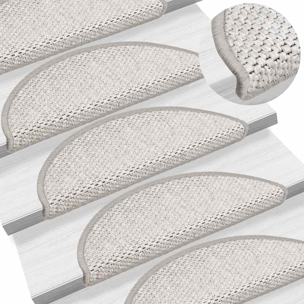 Tappeti Adesivi Scale Aspetto Sisal 15 pz 56x17x3 cm Platino