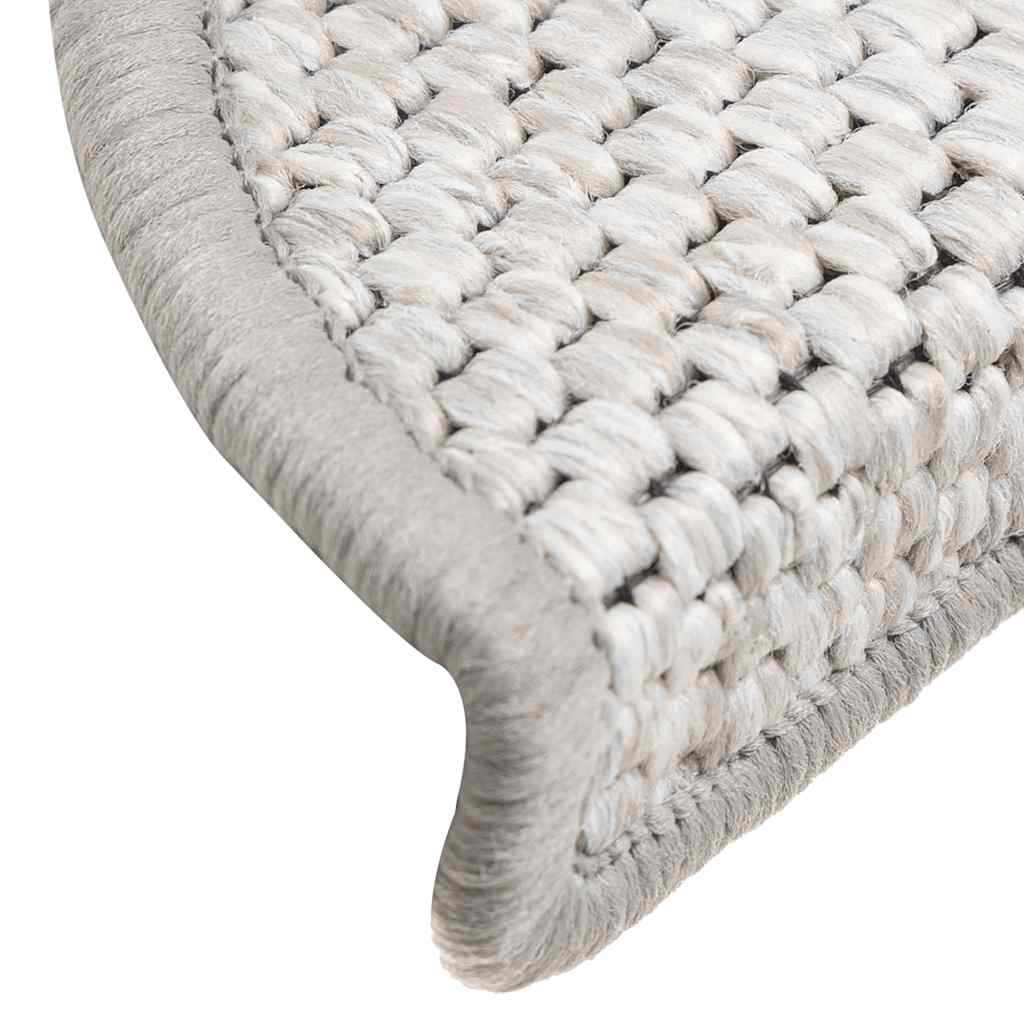 Tappeti Adesivi Scale Aspetto Sisal 15 pz 56x17x3 cm Platino