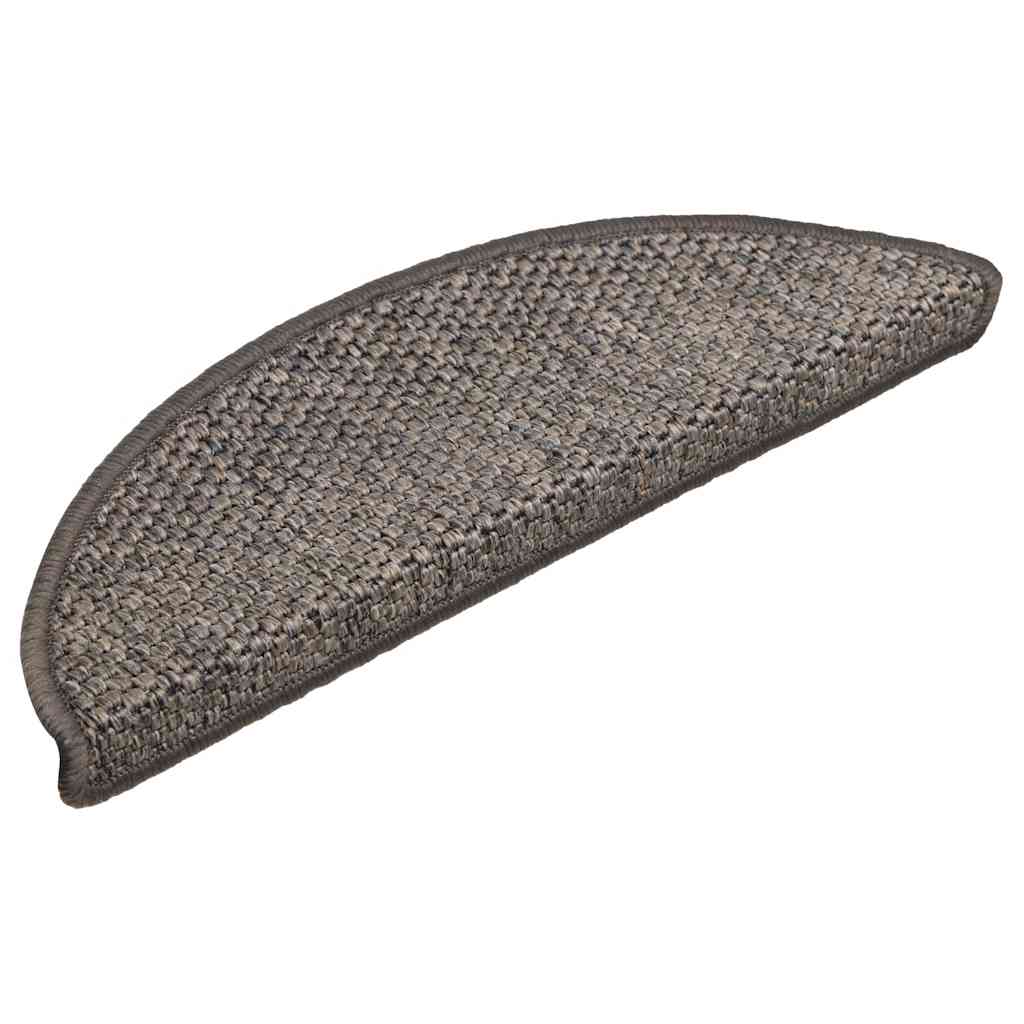 Tappeti Adesivi Scale Aspetto Sisal 15 pz 56x17x3cm Grigio e Beige