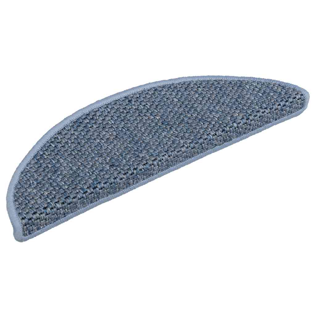 Tappeti Autoadesivi per Scale Aspetto Sisal 15pz 56x17x3 cm Blu