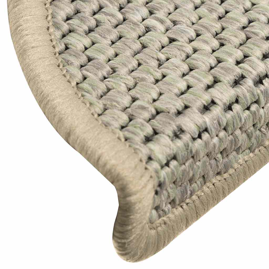 Tappeti Adesivi Scale Aspetto Sisal 15pz 56x17x3cm Verde Chiaro