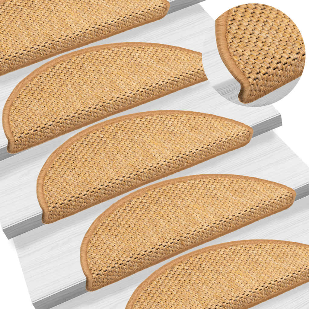 Tappeti Autoadesivi Scale Aspetto Sisal 15 pz 56x17x3 cm Sisal