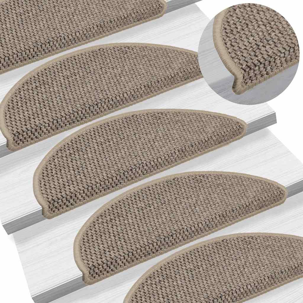 Tappeti Adesivi Scale Aspetto Sisal 15 pz 56x17x3cm Beige Scuro
