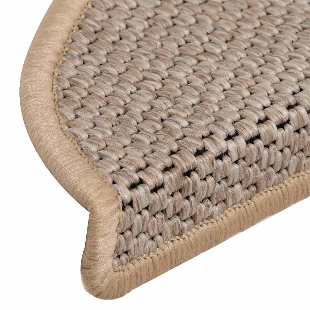 Tappeti Adesivi Scale Aspetto Sisal 15pz 56x17x3cm Beige Chiaro