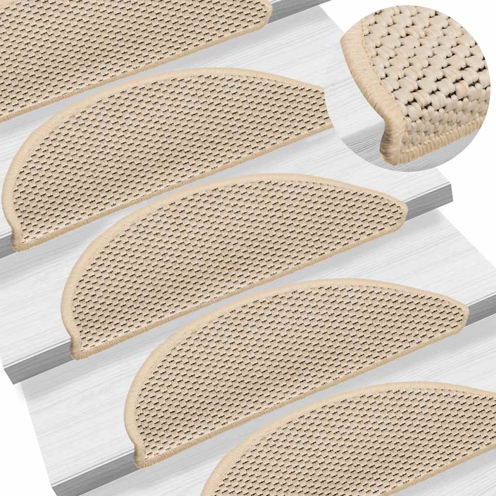 Tappeti Autoadesivi Scale Aspetto Sisal 15pz 56x17x3 cm Berbero