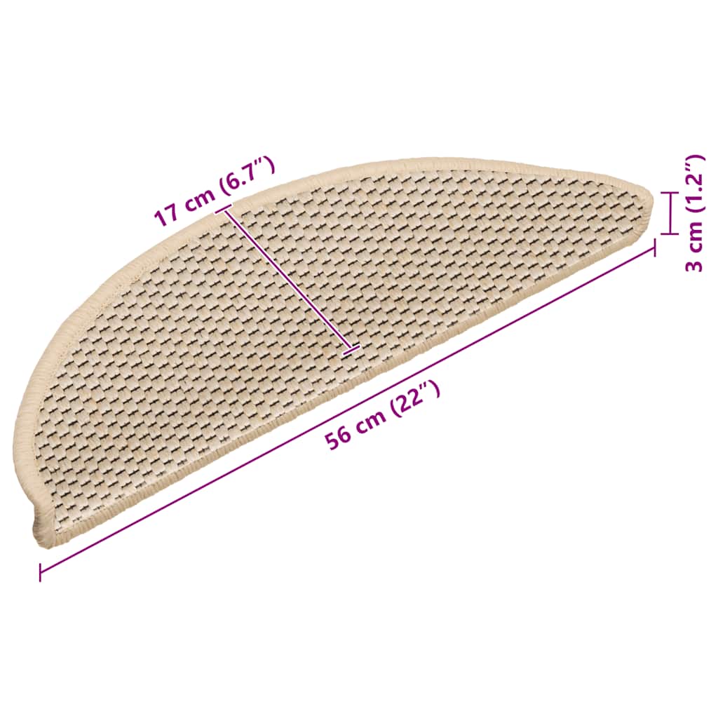 Tappeti Autoadesivi Scale Aspetto Sisal 15pz 56x17x3 cm Berbero