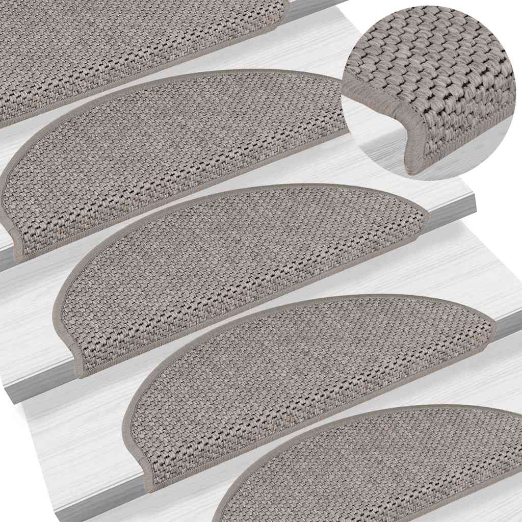 Tappeti Autoadesivi Scale Aspetto Sisal 15 pz 65x21x4cm Argento