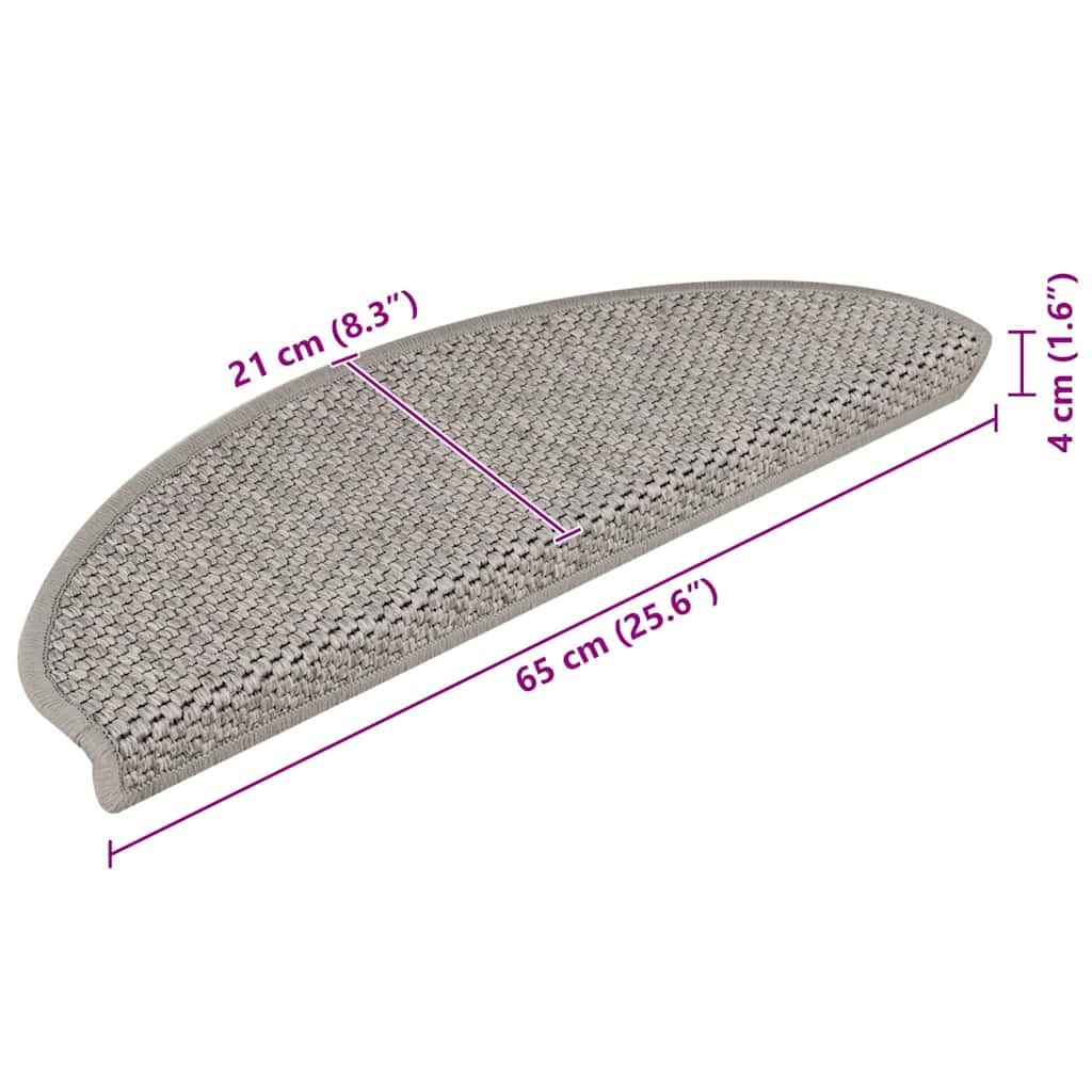 Tappeti Autoadesivi Scale Aspetto Sisal 15 pz 65x21x4cm Argento