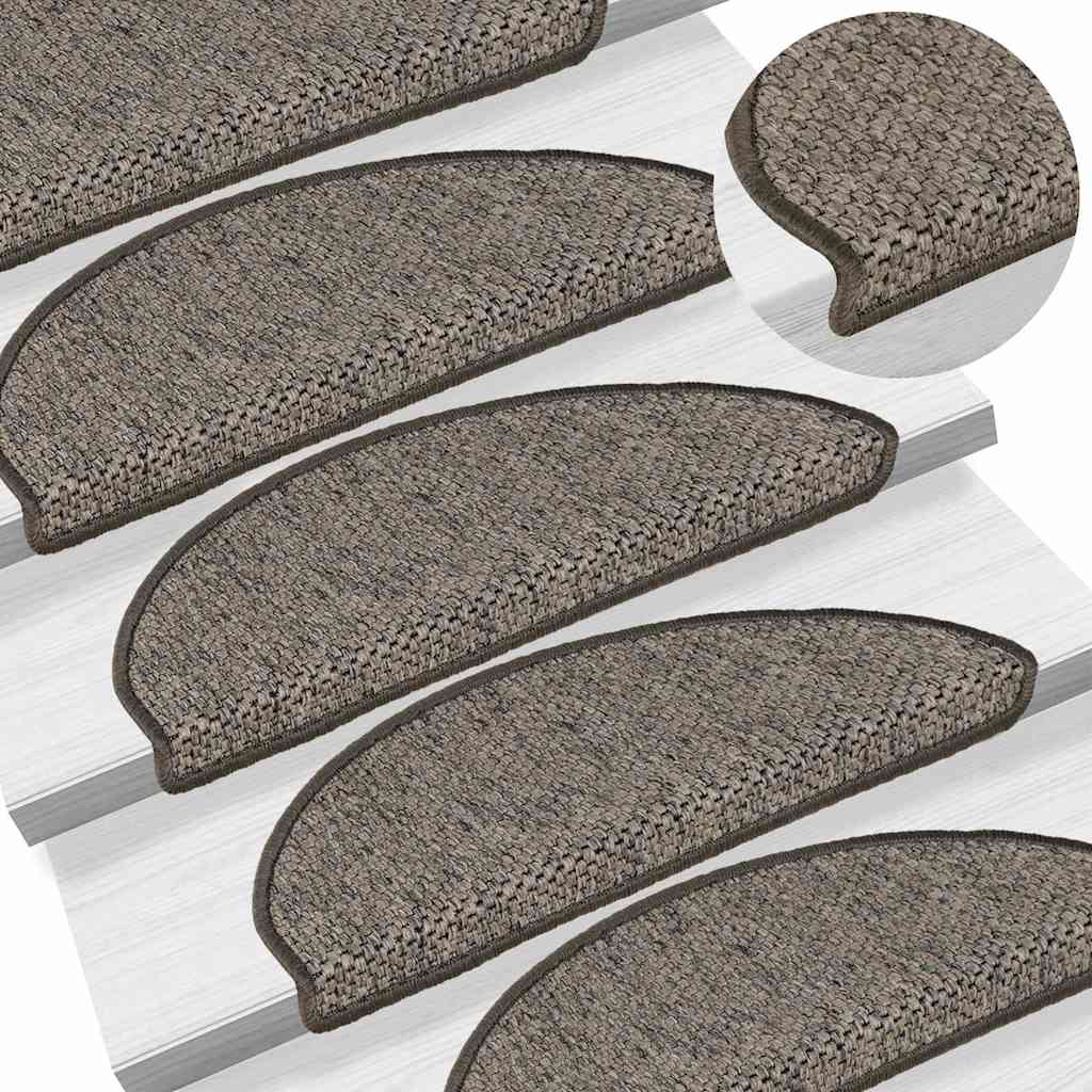 Tappeti Adesivi per Scale Sisal 15pz 65x21x4cm Grigio e Beige