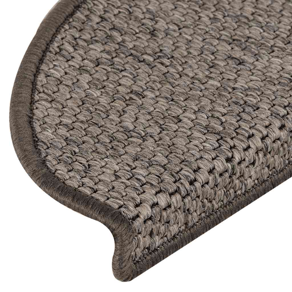 Tappeti Adesivi per Scale Sisal 15pz 65x21x4cm Grigio e Beige