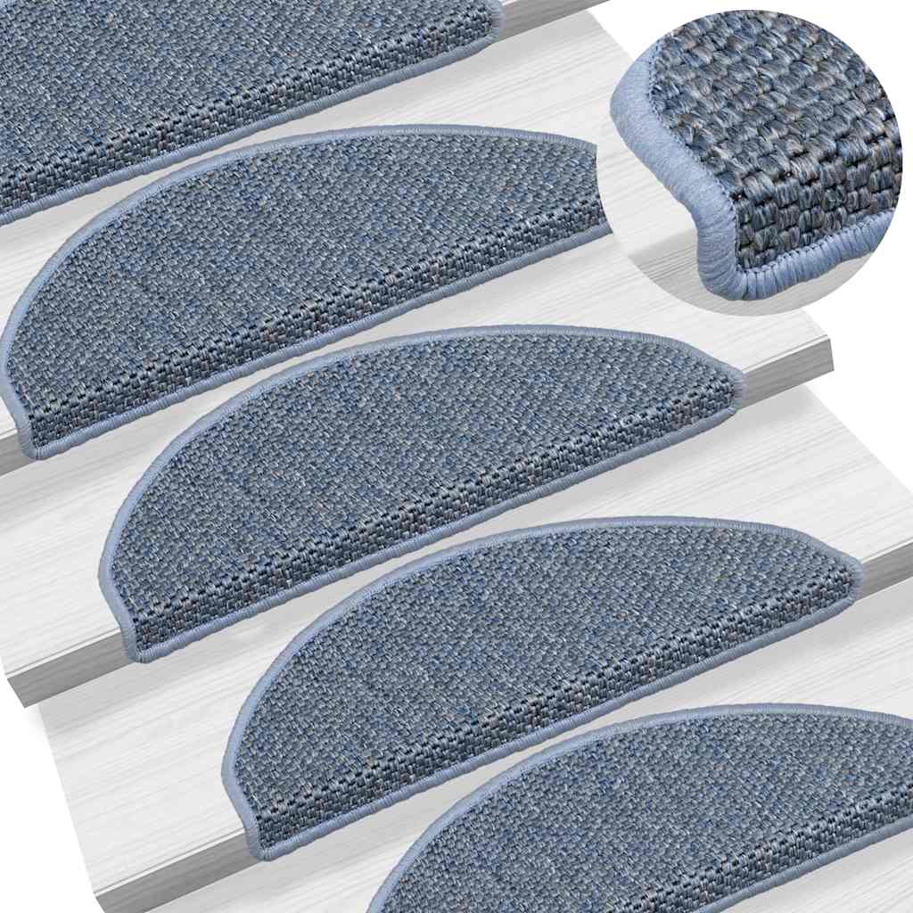 Tappeti Autoadesivi Scale Aspetto Sisal 15 pz 65x21x4 cm Blu