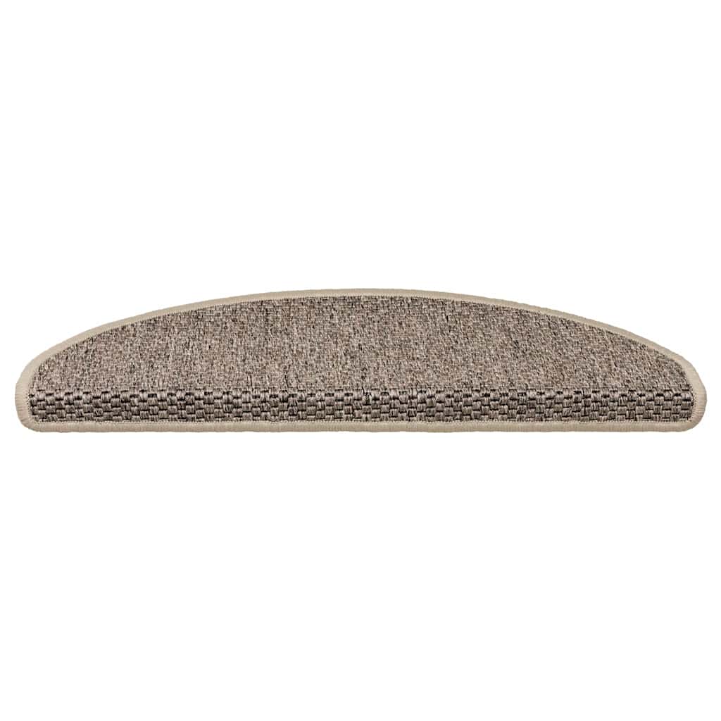 Tappeti Adesivi Scale Aspetto Sisal 15 pz 65x21x4cm Beige Scuro