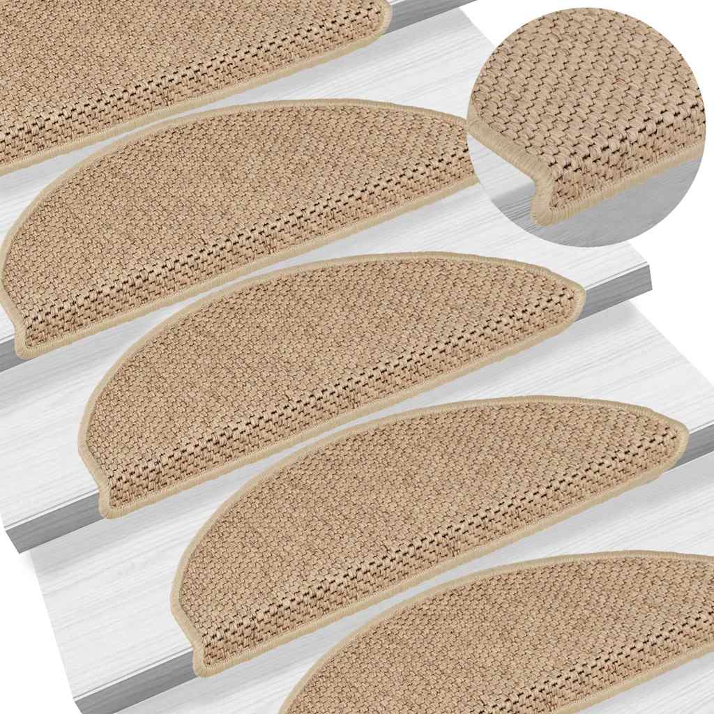 Tappeti Autoadesivi Scale Aspetto Sisal 15 pz 65x21x4 cm Sabbia