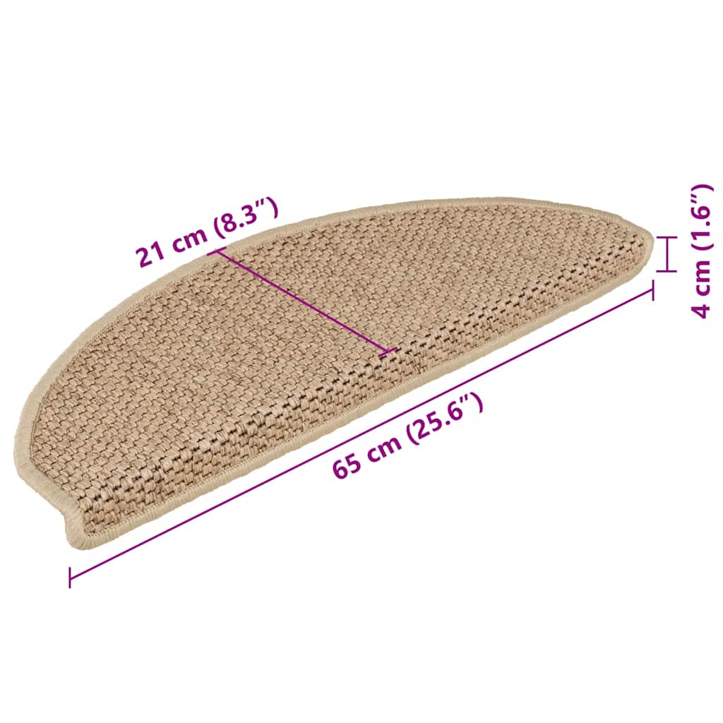 Tappeti Autoadesivi Scale Aspetto Sisal 15 pz 65x21x4 cm Sabbia