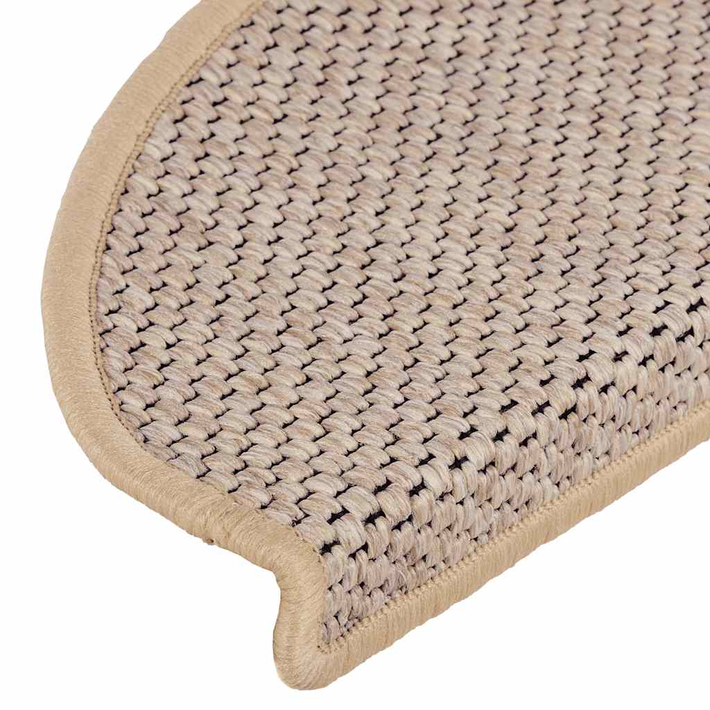 Tappeti Adesivi Scale Aspetto Sisal 15pz 65x21x4cm Beige Chiaro