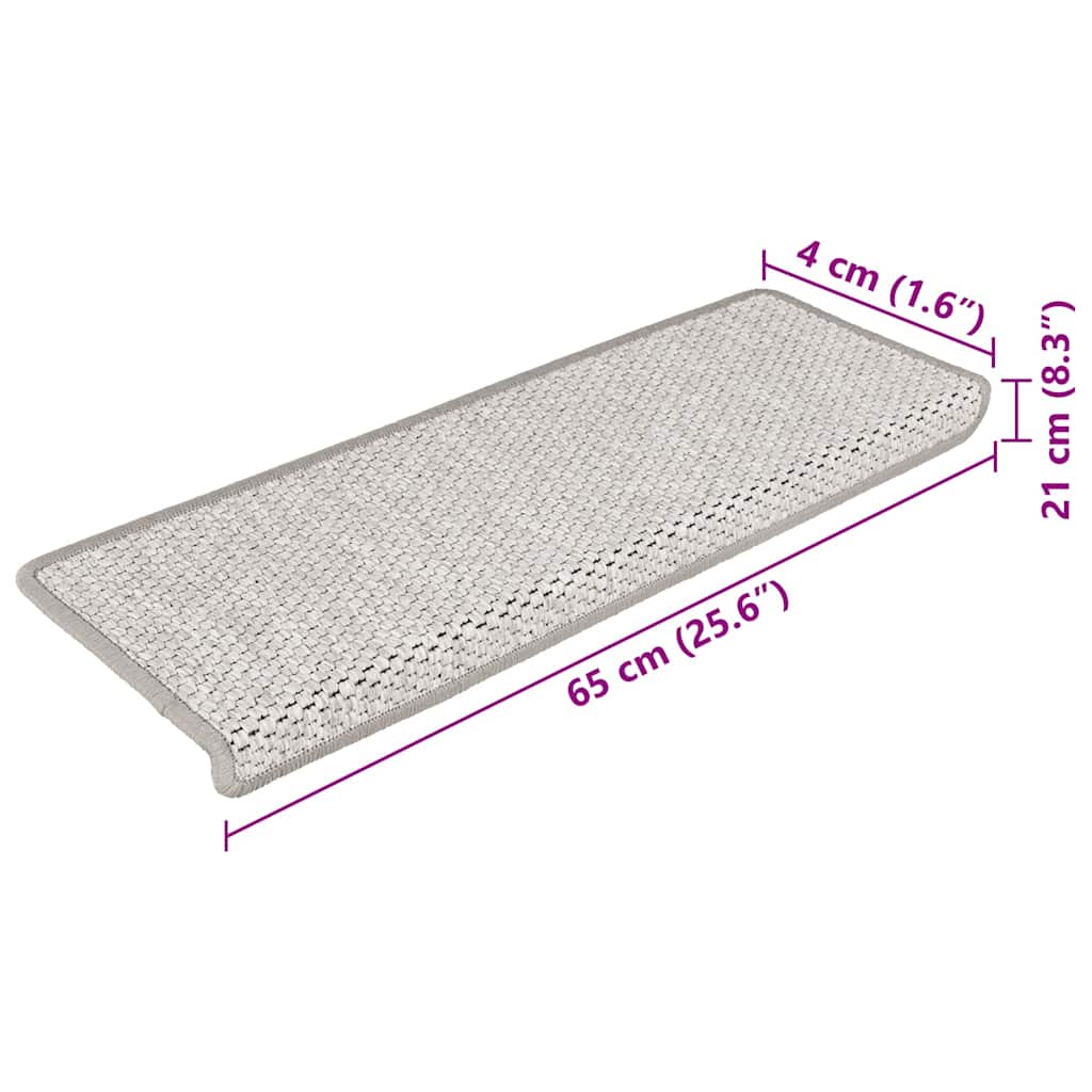 Tappeti Autoadesivi Scale Aspetto Sisal 15 pz 65x21x4cm Platino