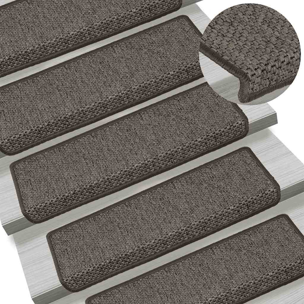 Tappeti Autoadesivi Scale Sisal 15 pz 65x21x4 cm Grigio e Beige