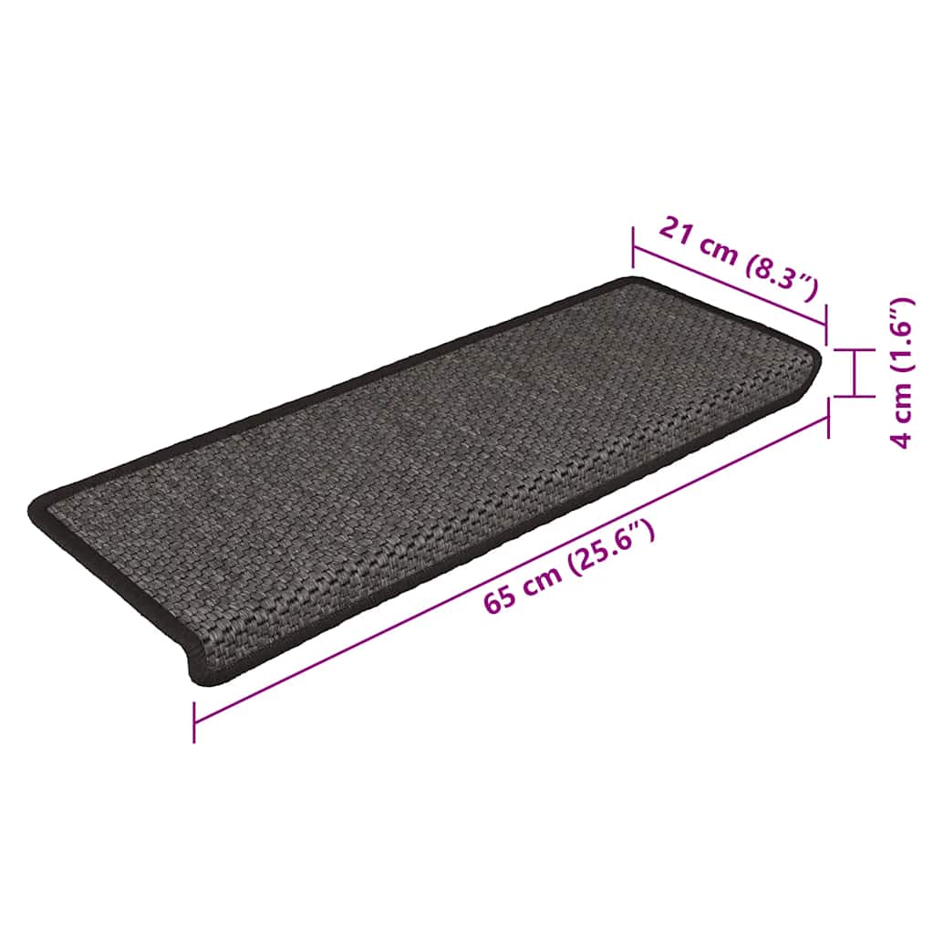 Tappeti Autoadesivi Scale Aspetto Sisal 15pz 65x21x4 Antracite