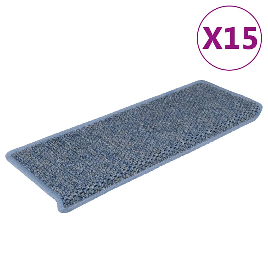 Tappeti Autoadesivi Scale Aspetto Sisal 15 pz 65x21x4 cm Blu