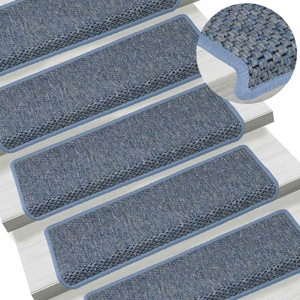 Tappeti Autoadesivi Scale Aspetto Sisal 15 pz 65x21x4 cm Blu