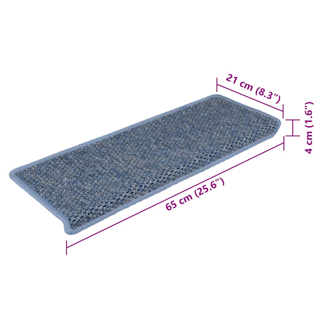 Tappeti Autoadesivi Scale Aspetto Sisal 15 pz 65x21x4 cm Blu