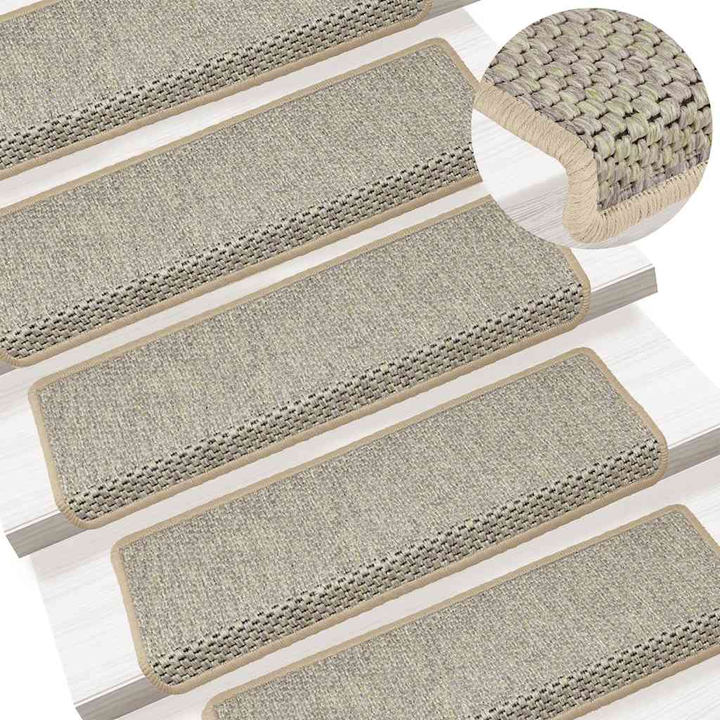 Tappeti Autoadesivi Scale Aspetto Sisal 15 pz 65x21x4 cm Verde Chiaro