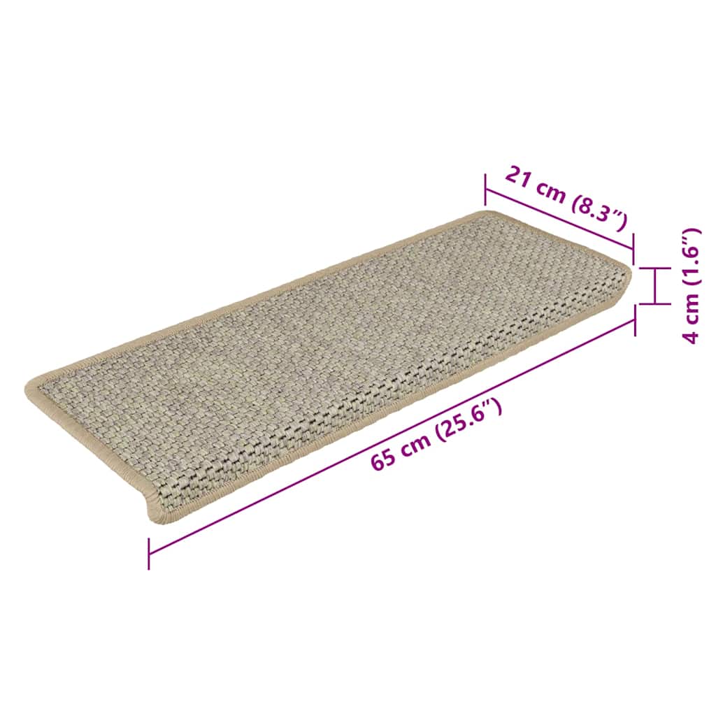 Tappeti Autoadesivi Scale Aspetto Sisal 15 pz 65x21x4 cm Verde Chiaro