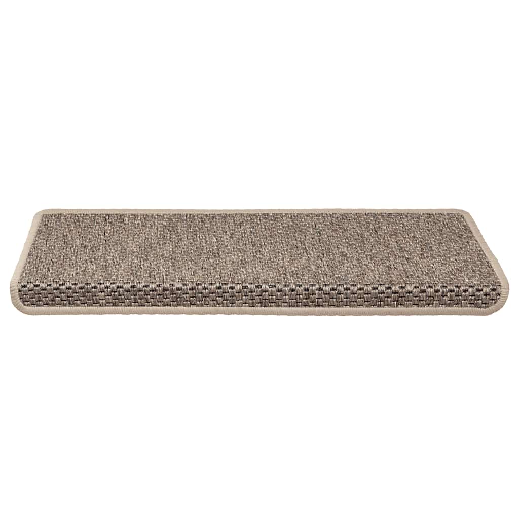 Tappeti Adesivi Scale Aspetto Sisal 15 pz 65x21x4cm Beige Scuro