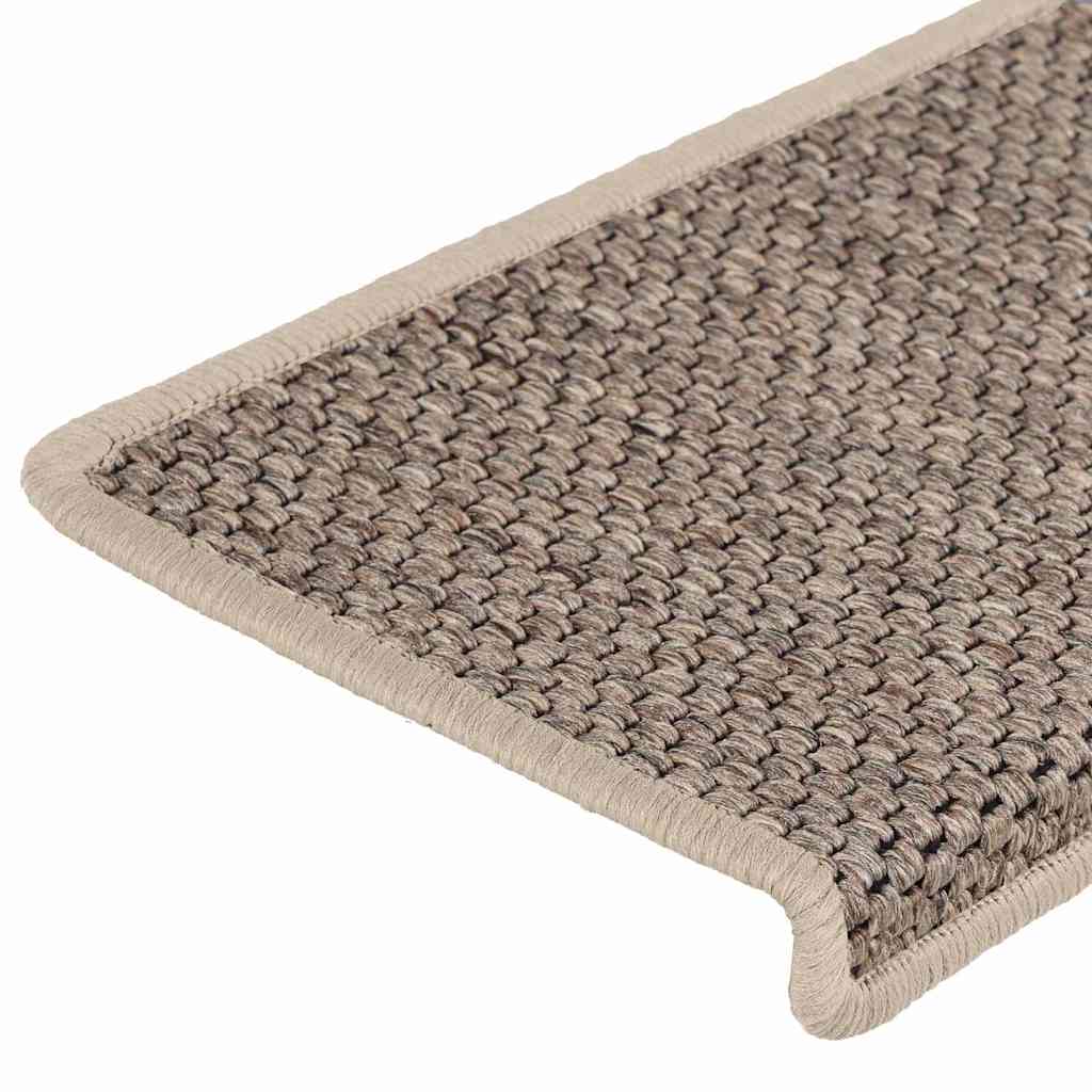 Tappeti Adesivi Scale Aspetto Sisal 15 pz 65x21x4cm Beige Scuro