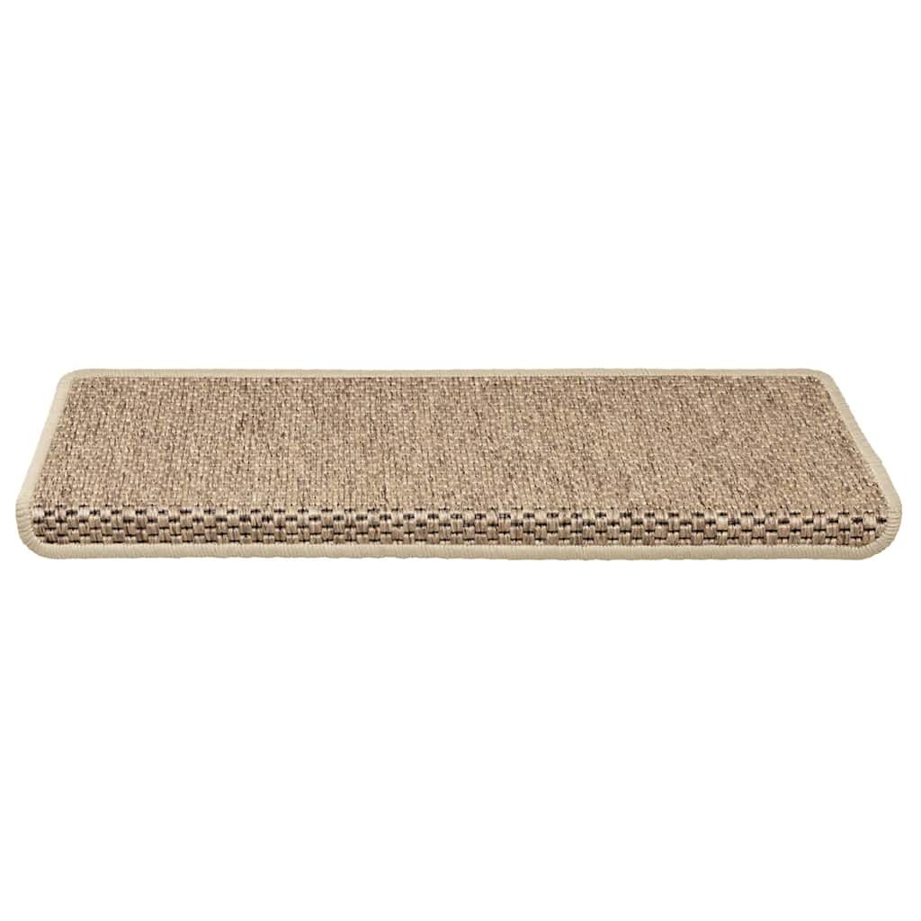 Tappeti Autoadesivi Scale Aspetto Sisal 15 pz 65x21x4 cm Sabbia