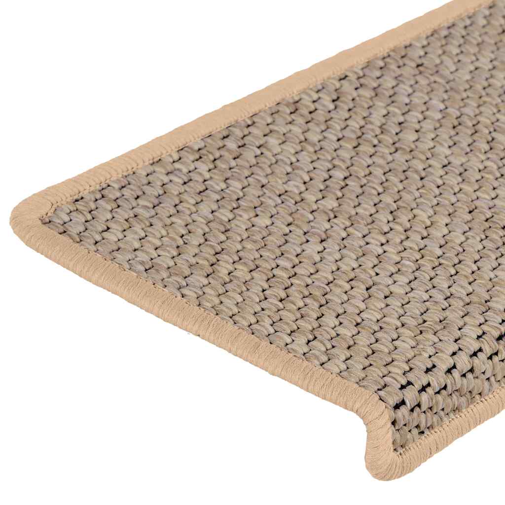 Tappeti Adesivi Scale Aspetto Sisal 15pz 65x21x4cm Beige Chiaro