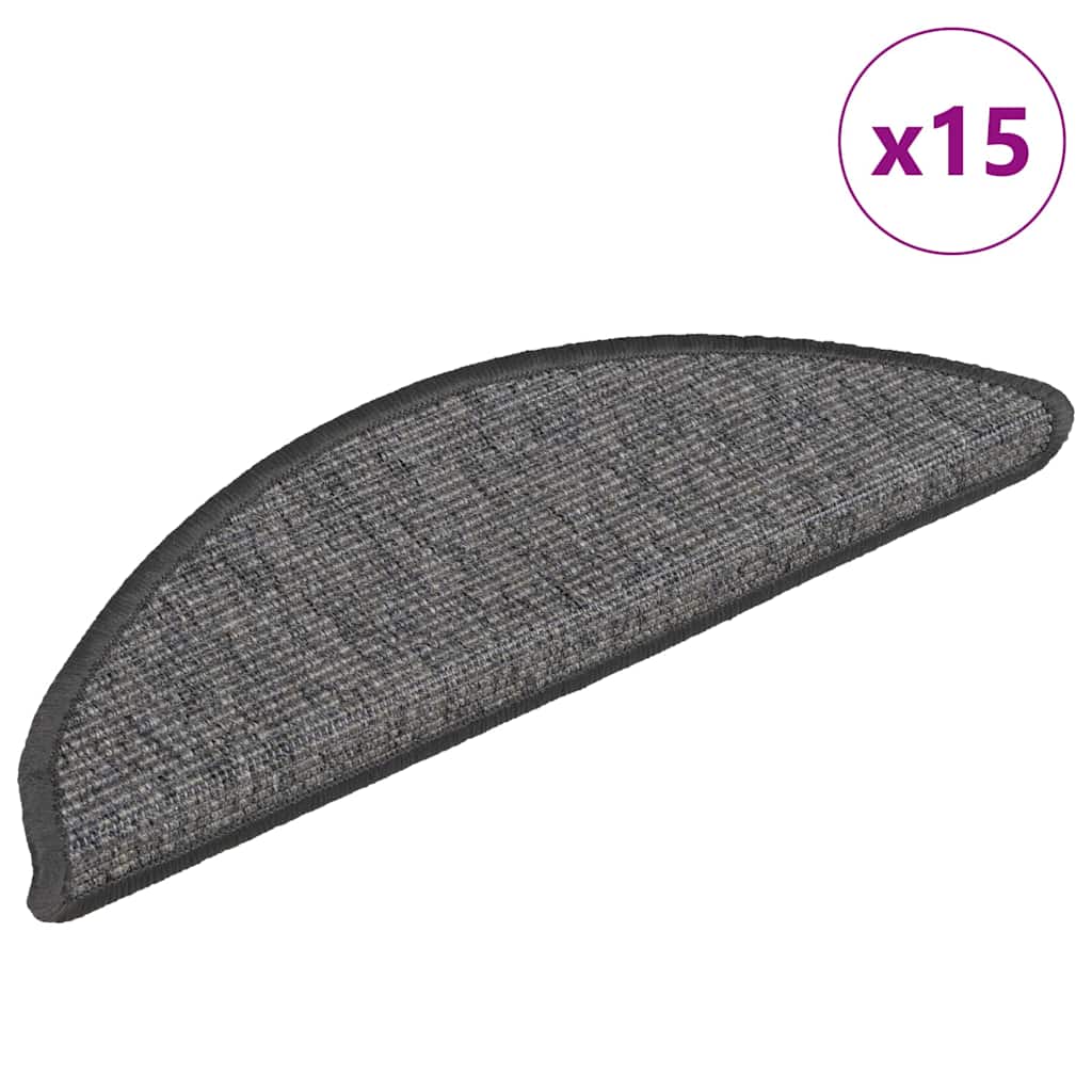 Tappetini per scale 15 pz 56x17x3 cm Beige e Grigio Semicircolari