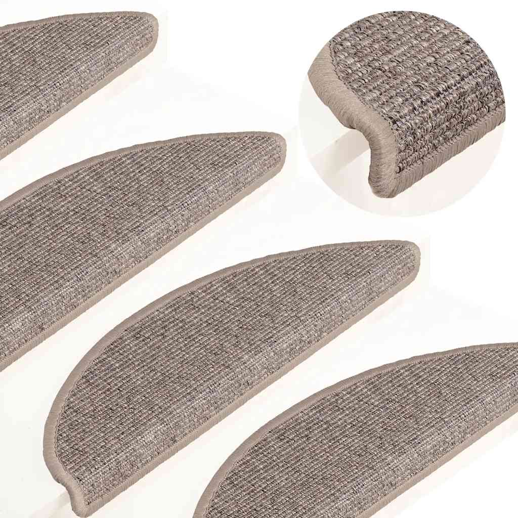 Tappetini per scale 15 pz 56x17x3 cm Beige scuro Semicircolari