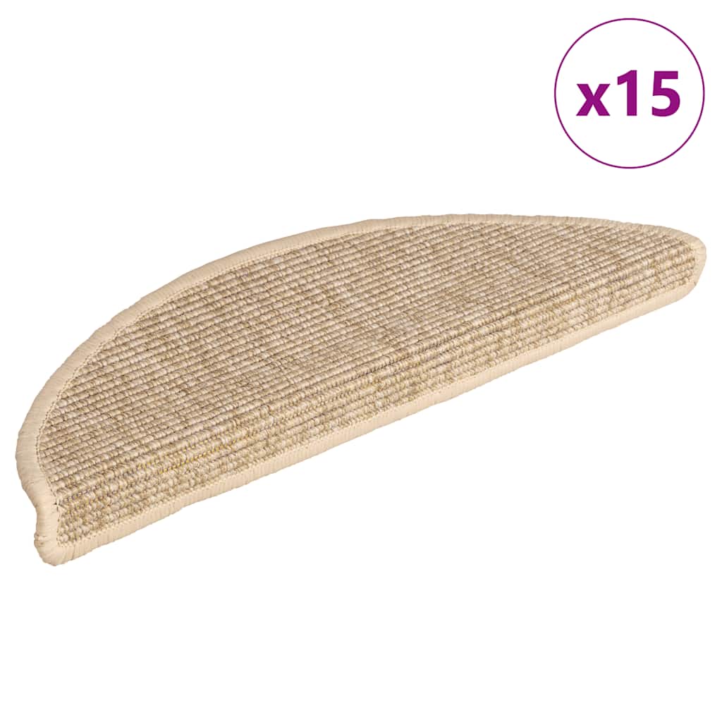 Tappetini per scale 15 pz 56x17x3 cm Beige chiaro Semicircolari