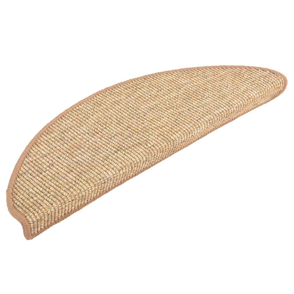 Tappetini per scale 15 pz 56x17x3 cm Marrone chiaro Semicircolari
