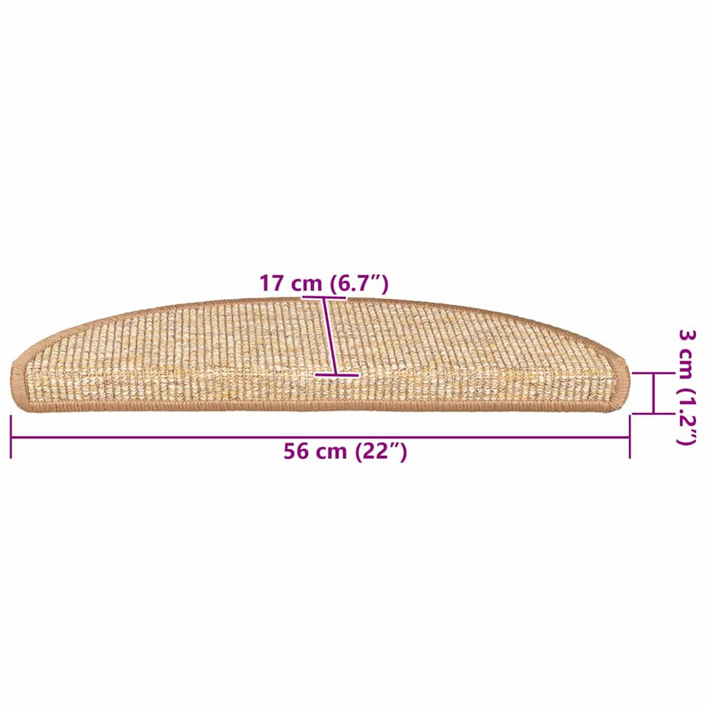 Tappetini per scale 15 pz 56x17x3 cm Marrone chiaro