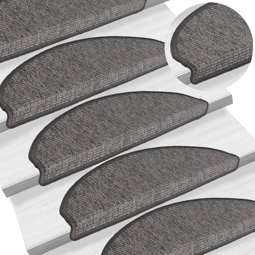 Tappetini per scale 15 pz 65x21x4 cm Beige e Grigio Semicircolari Grandi