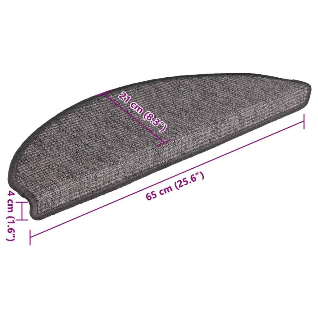 Tappetini per scale 15 pz 65x21x4 cm Beige e Grigio Semicircolari Grandi