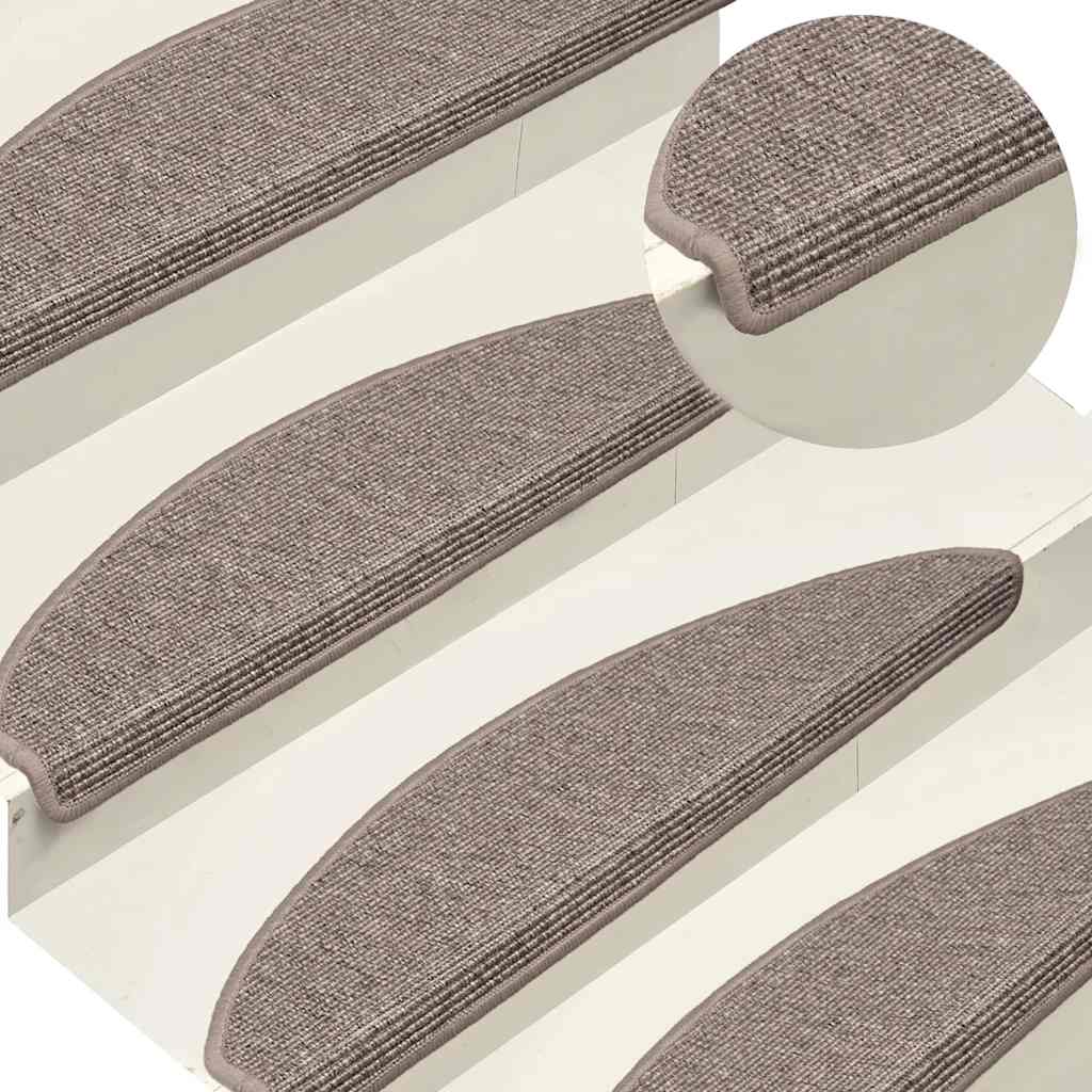 Tappetini per scale 15 pz 65x21x4 cm Beige scuro Semicircolari Grandi