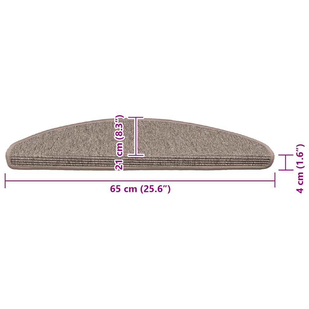 Tappetini per scale 15 pz 65x21x4 cm Beige scuro Semicircolari Grandi