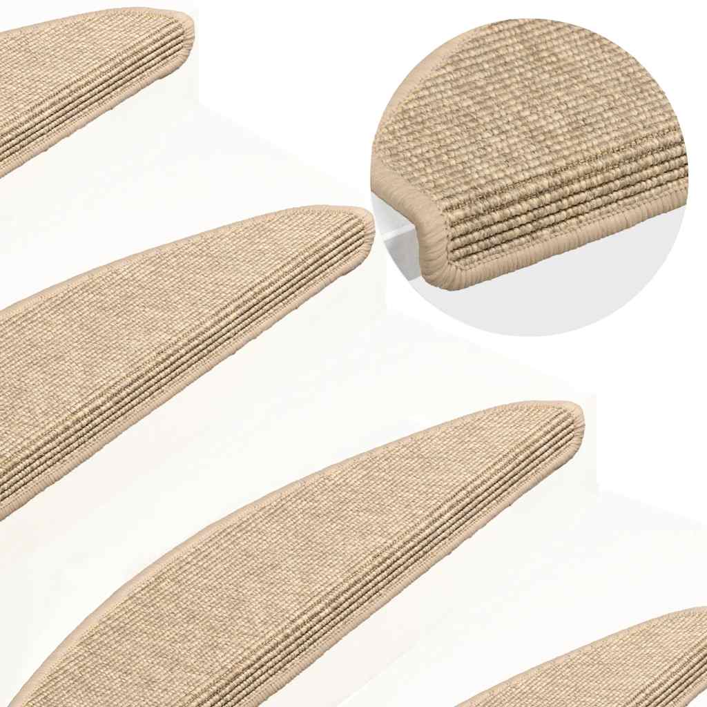 Tappetini per scale 15 pz 65x21x4 cm Beige chiaro Semicircolari Grandi